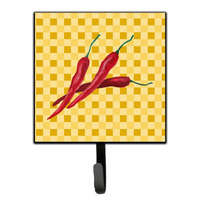 "Caroline's Treasures Chili Peppers on Basketweave Wall Hook, Small, Multicolor"