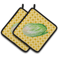 "Caroline's Treasures Chinese Cabbage on Basketweave Decorated pot holder, 7.5HX7.5W, Multicolor"