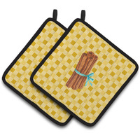 "Caroline's Treasures Cinnamon on Basketweave Decorated pot holder, 7.5HX7.5W, Multicolor"