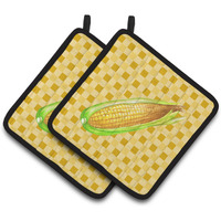 "Caroline's Treasures Corn on Basketweave Decorated pot holder, 7.5HX7.5W, Multicolor"