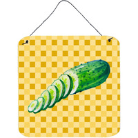 "Caroline's Treasures Cucumber on Basketweave Metal Print, 6H x 6W, Multicolor"