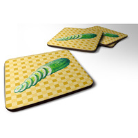 "Caroline's Treasures Cucumber on Basketweave Decorative coasters, 3.5, Multicolor"