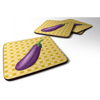 "Caroline's Treasures Eggplant on Basketweave Decorative coasters, 3.5, Multicolor"