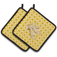 "Caroline's Treasures Galangal on Basketweave Decorated pot holder, 7.5HX7.5W, Multicolor"