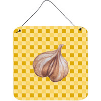"Caroline's Treasures Garlic on Basketweave Metal Print, 6H x 6W, Multicolor"