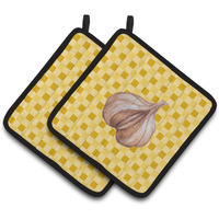 "Caroline's Treasures Garlic on Basketweave Decorated pot holder, 7.5HX7.5W, Multicolor"