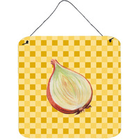 "Caroline's Treasures Onion on Basketweave Metal Print, 6H x 6W, Multicolor"