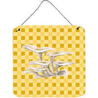 "Caroline's Treasures Oyster Mushrooms on Basketweave Metal Print, 6H x 6W, Multicolor"
