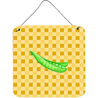 "Caroline's Treasures Peas on Basketweave Metal Print, 6H x 6W, Multicolor"