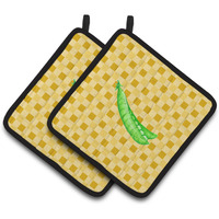 "Caroline's Treasures Peas on Basketweave Decorated pot holder, 7.5HX7.5W, Multicolor"