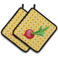 "Caroline's Treasures Radish on Basketweave Decorated pot holder, 7.5HX7.5W, Multicolor"
