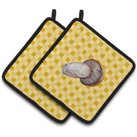 "Caroline's Treasures Rotkappe Mushroom on Basketweave Decorated pot holder, 7.5HX7.5W, Multicolor"