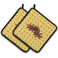 "Caroline's Treasures Star Anise on Basketweave Decorated pot holder, 7.5HX7.5W, Multicolor"
