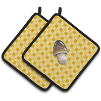 "Caroline's Treasures Straw Mushroom on Basketweave Decorated pot holder, 7.5HX7.5W, Multicolor"