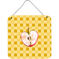 "Caroline's Treasures Half Apple on Basketweave Metal Print, 6H x 6W, Multicolor"