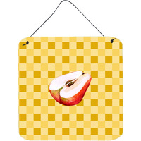 "Caroline's Treasures Sliced Apple on Basketweave Metal Print, 6H x 6W, Multicolor"