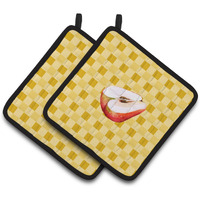 "Caroline's Treasures Sliced Apple on Basketweave Decorated pot holder, 7.5HX7.5W, Multicolor"