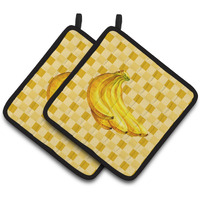 "Caroline's Treasures Banana Bunch on Basketweave Decorated pot holder, 7.5HX7.5W, Multicolor"