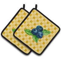 "Caroline's Treasures Blueberries on Basketweave Decorated pot holder, 7.5HX7.5W, Multicolor"