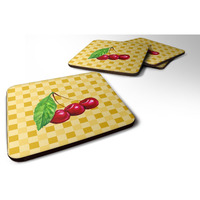 "Caroline's Treasures Cherries on Basketweave Decorative coasters, 3.5, Multicolor"