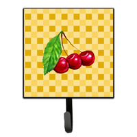 "Caroline's Treasures Cherries on Basketweave Wall Hook, Small, Multicolor"