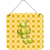 "Caroline's Treasures White Grapes on Basketweave Metal Print, 6H x 6W, Multicolor"