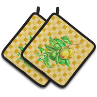 "Caroline's Treasures Guavas Branch on Basketweave Decorated pot holder, 7.5HX7.5W, Multicolor"