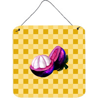 "Caroline's Treasures Mangosteen Sliced on Basketweave Metal Print, 6H x 6W, Multicolor"