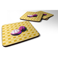 "Caroline's Treasures Mangosteen Sliced on Basketweave Decorative coasters, 3.5, Multicolor"