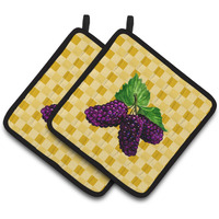 "Caroline's Treasures Mulberries on Basketweave Decorated pot holder, 7.5HX7.5W, Multicolor"