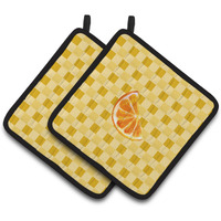 "Caroline's Treasures Sliced Oranges on Basketweave Decorated pot holder, 7.5HX7.5W, Multicolor"