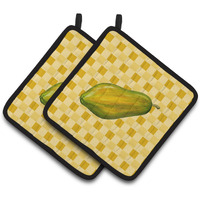 "Caroline's Treasures Whole Papaya on Basketweave Decorated pot holder, 7.5HX7.5W, Multicolor"