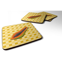 "Caroline's Treasures Sliced Papaya on Basketweave Decorative coasters, 3.5, Multicolor"