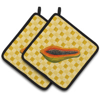 "Caroline's Treasures Sliced Papaya on Basketweave Decorated pot holder, 7.5HX7.5W, Multicolor"