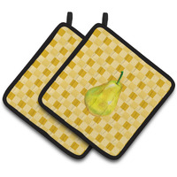 "Caroline's Treasures Whole Pear on Basketweave Decorated pot holder, 7.5HX7.5W, Multicolor"