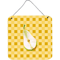 "Caroline's Treasures Sliced Pear on Basketweave Metal Print, 6H x 6W, Multicolor"