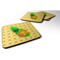"Caroline's Treasures Whole Pineapple on Basketweave Decorative coasters, 3.5, Multicolor"