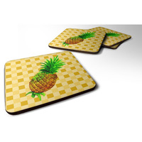 "Caroline's Treasures Whole Pineapple on Basketweave Decorative coasters, 3.5, Multicolor"