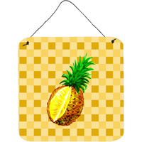 "Caroline's Treasures Whole Pineapple Cut on Basketweave Metal Print, 6H x 6W, Multicolor"