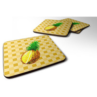 "Caroline's Treasures Whole Pineapple Cut on Basketweave Decorative coasters, 3.5, Multicolor"