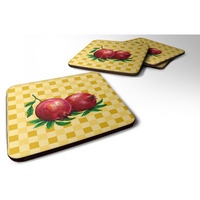 "Caroline's Treasures Whole Pomegranates on Basketweave Decorative coasters, 3.5, Multicolor"