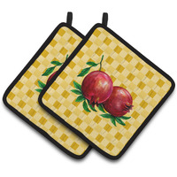 "Caroline's Treasures Whole Pomegranates on Basketweave Decorated pot holder, 7.5HX7.5W, Multicolor"