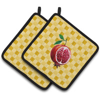 "Caroline's Treasures Sliced Pomegranate on Basketweave Decorated pot holder, 7.5HX7.5W, Multicolor"