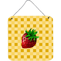 "Caroline's Treasures Strawberry on Basketweave Metal Print, 6H x 6W, Multicolor"