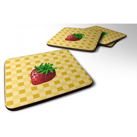 "Caroline's Treasures Strawberry on Basketweave Decorative coasters, 3.5, Multicolor"