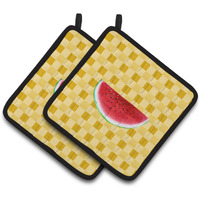 "Caroline's Treasures Sliced Watermelon on Basketweave Decorated pot holder, 7.5HX7.5W, Multicolor"