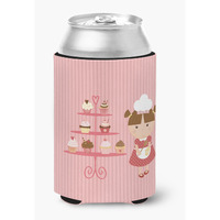 "Caroline's Treasures Cupcake Baker Brunette Pink Decorative Can Hugger, Multicolor"