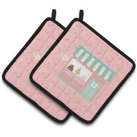 "Caroline's Treasures Bake Shoppe Pink Decorated pot holder, 7.5HX7.5W, Multicolor"