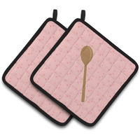 "Caroline's Treasures Wooden Spoon Pink Decorated pot holder, 7.5HX7.5W, Multicolor"