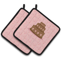 "Caroline's Treasures Heart Cake 3 Tier Pink Decorated pot holder, 7.5HX7.5W, Multicolor"
